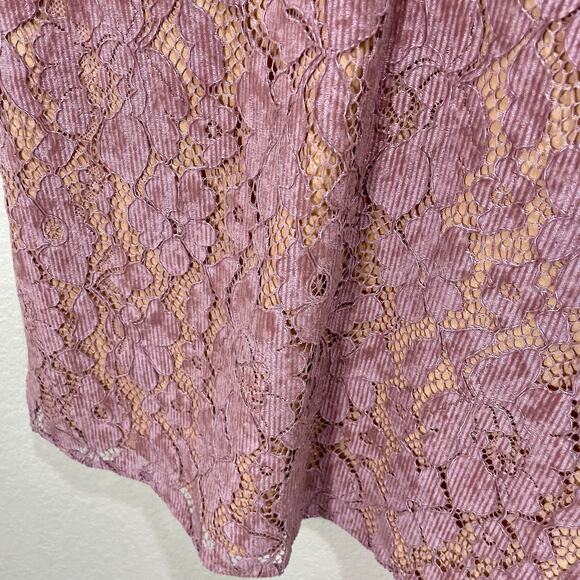 Free People Dangerous Love Pink Lace Corduroy Overlay Mini Dress Size 8 - Picture 3 of 11